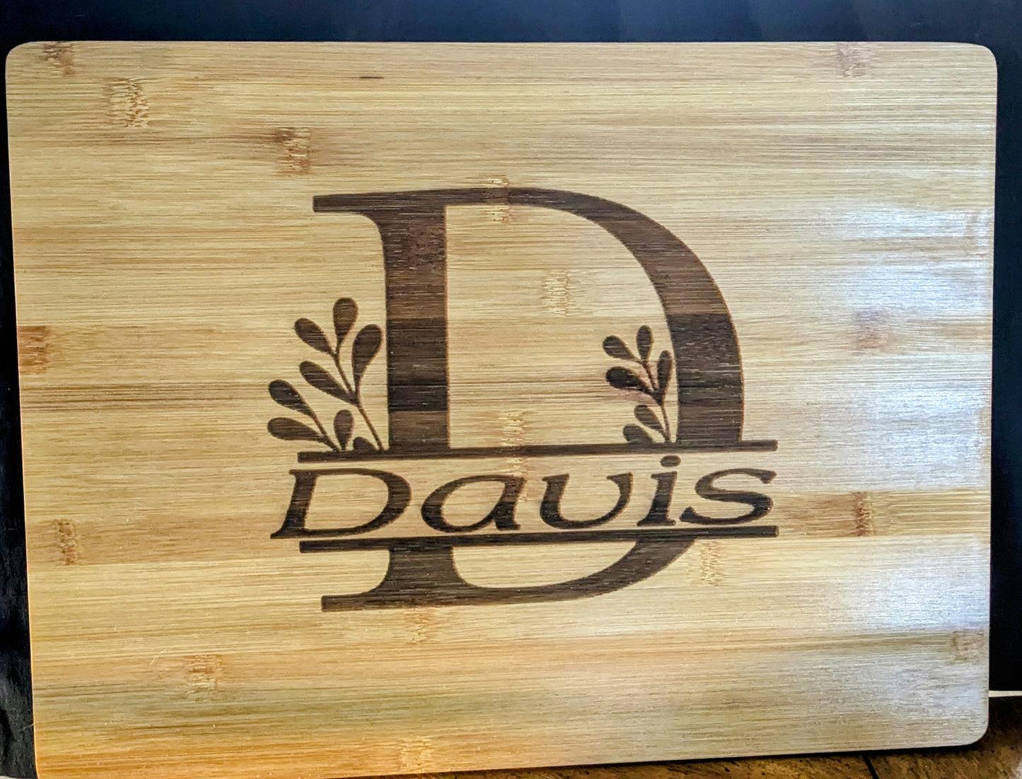 Monogramed Cutting Board with Greenery