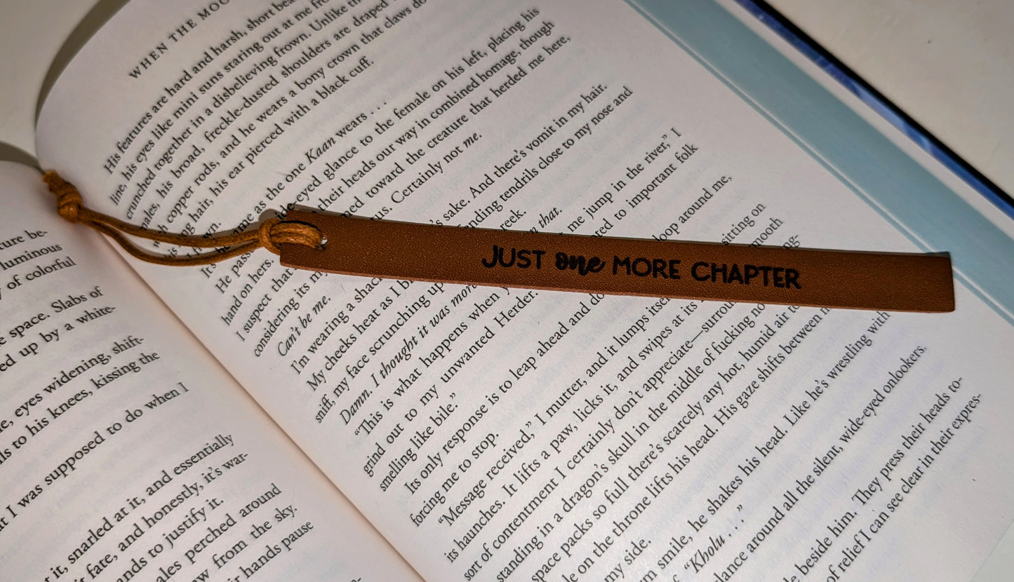 Just One More Chapter Leather Bookmark