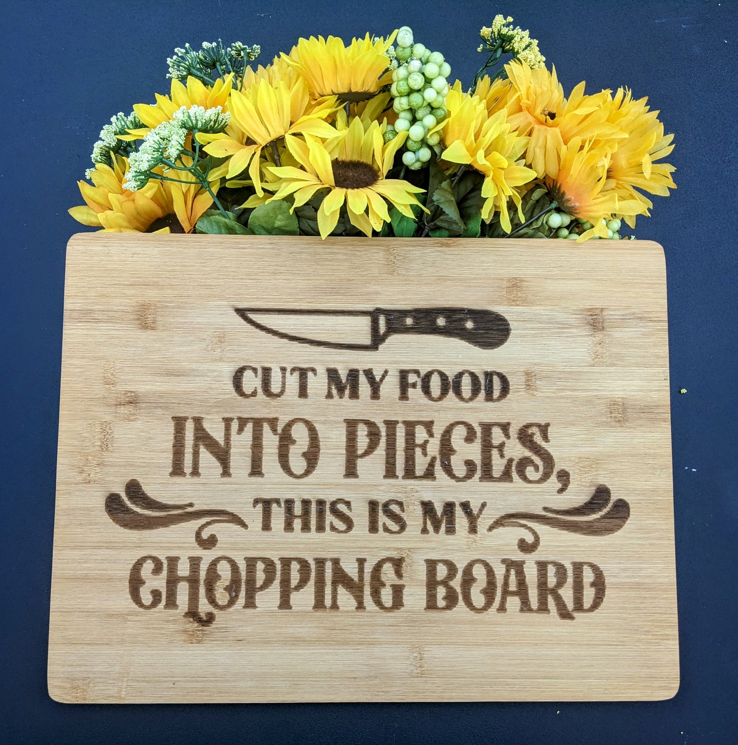 Cut My Food Etched Bamboo Cutting Board