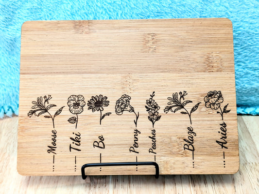 Birth Month Flower 8inx6in Cutting Board