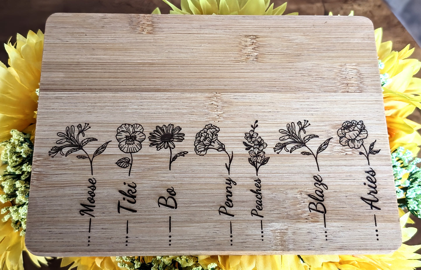 Birth Month Flower 8inx6in Cutting Board