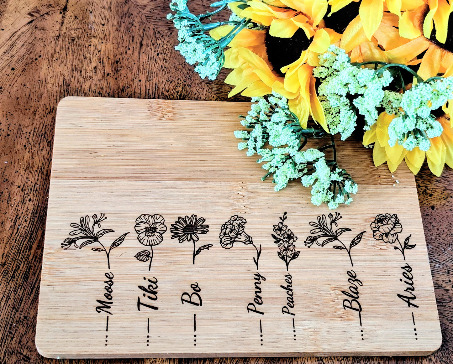 Birth Month Flower 8inx6in Cutting Board